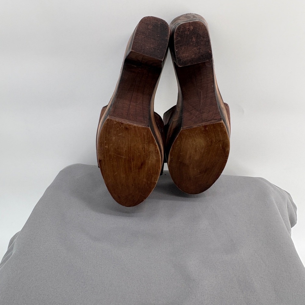 Freebird by Steven Cuba Tan Leather Wood Platform Clog Sandals Womens 7 FB-CUBA - Picture 9 of 14